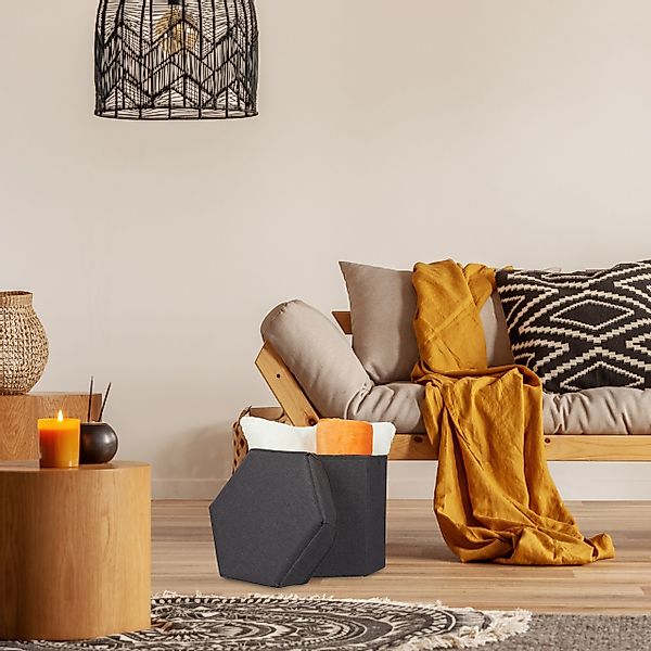 relaxdays Sitzhocker mit Stauraum, Dunkelgrau günstig online kaufen