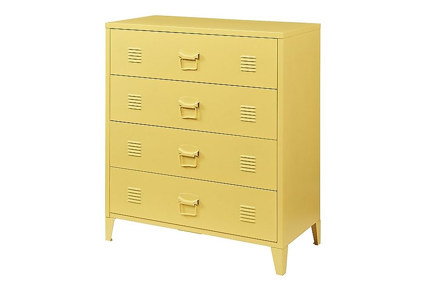 en.casa Mehrzweckschrank »Hämeenlinna« mit 4 Schubladen Stahl Gelb günstig online kaufen
