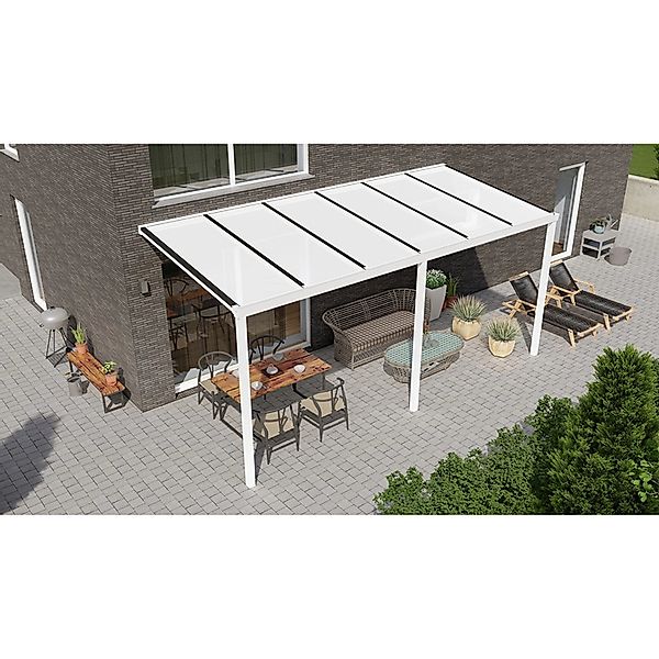 Terrassenüberdachung Basic 600 cm x 250 cm Weiß PC Opal günstig online kaufen