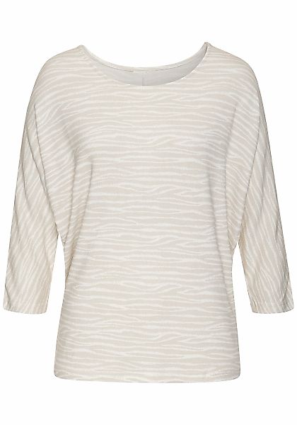 LASCANA 3/4-Arm-Shirt "mit modischem Zebra-Muster" aus weichem Viskose-Stri günstig online kaufen