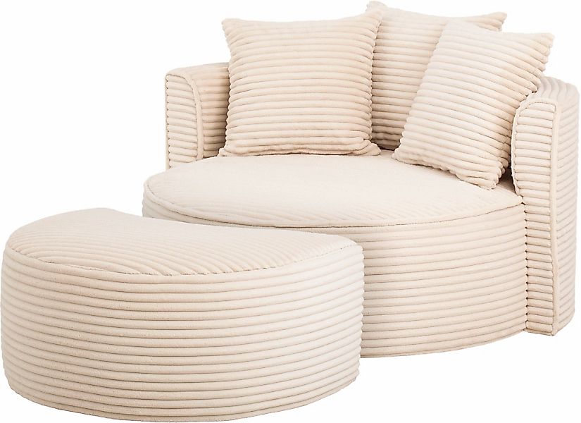 LeGer Home by Lena Gercke XXL-Sessel »ISALIE, Rundsessel mit Hocker, Lesese günstig online kaufen