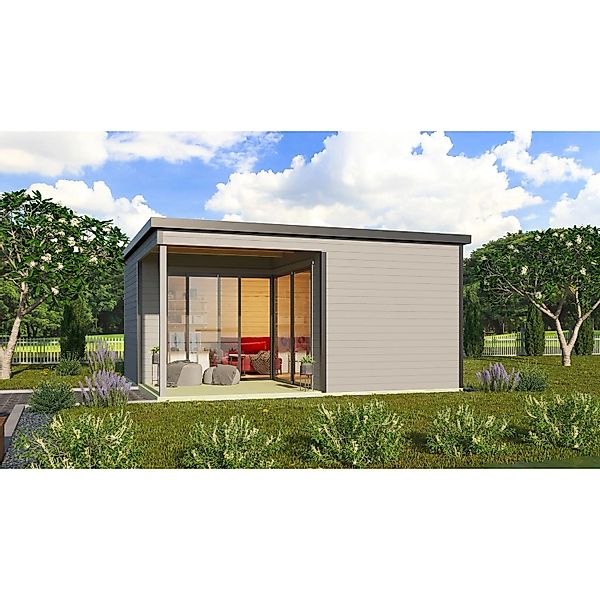 Lasita Gartenhaus Domeo 6 Loggia 500 cm x 500 cm Lichtgrau günstig online kaufen