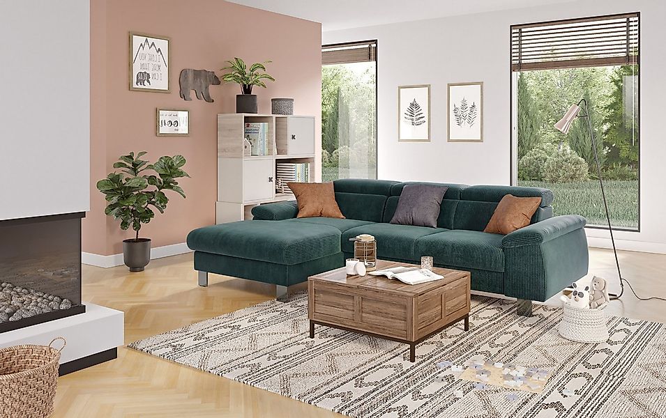 COTTA Ecksofa "Komaris L-Form, B: 244 cm" mit Kopfteilverstellung, optional günstig online kaufen