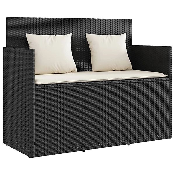 vidaXL Gartenbank Gartenbank mit Kissen Schwarz Poly Rattan (1-St) günstig online kaufen