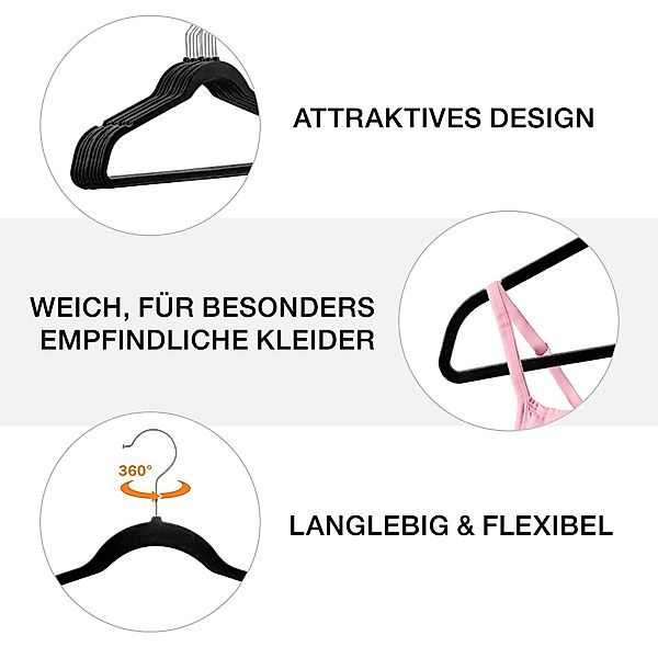StickandShine Kleiderbügel 100 Stück Samt Kleiderbügel günstig online kaufen