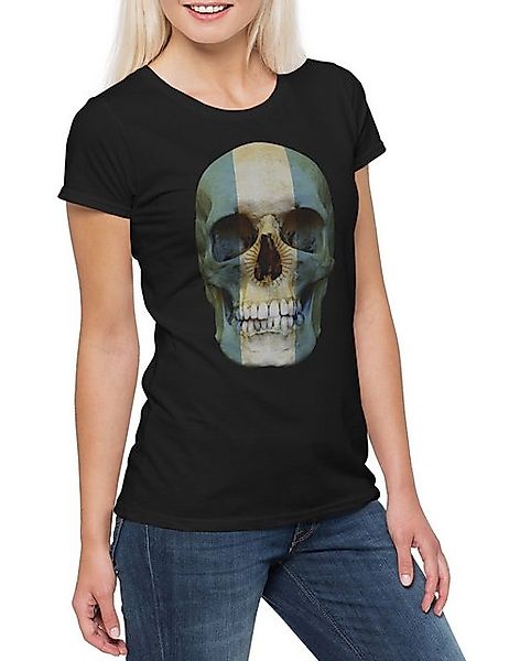 Urban Backwoods Print-Shirt Classic Argentina Skull Flag Damen T-Shirt Tote günstig online kaufen