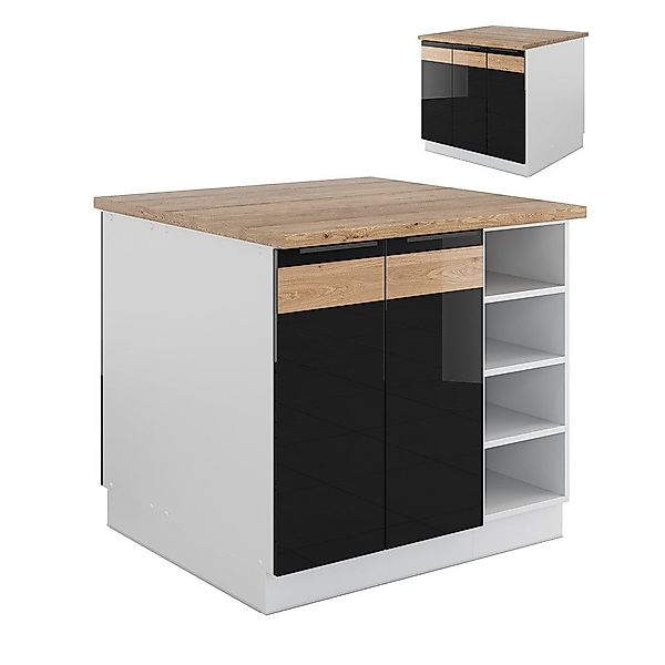 Vicco Unterschrank Fame-Line, Schwarz-Eiche Hochglanz/Weiß, 90 günstig online kaufen
