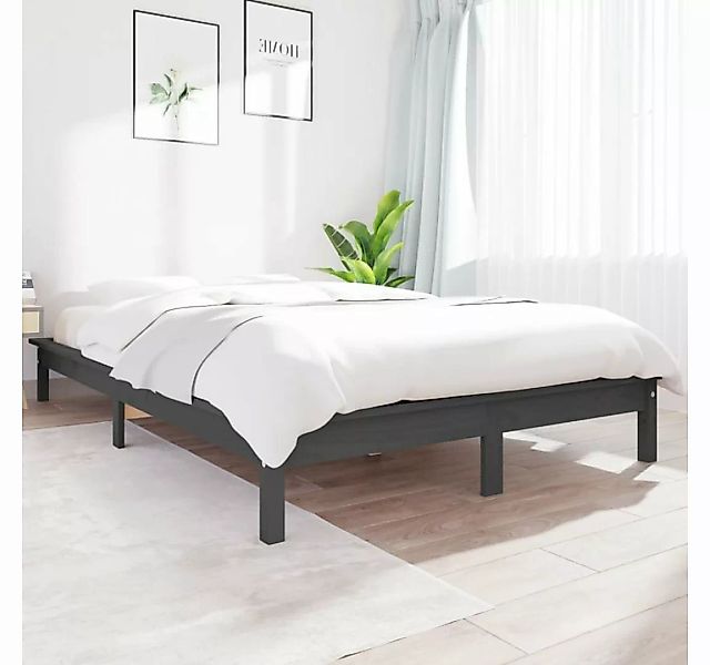 furnicato Bett Massivholzbett Grau 140x190 cm Kiefer günstig online kaufen