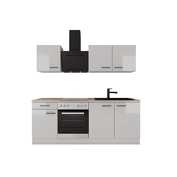 Flex-Well Exclusiv Küche 1601-005sWs Lund 210cm Lichtgrau glänzend -Rauchgr günstig online kaufen