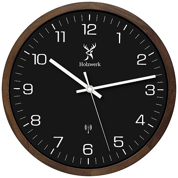 Holzwerk Funkwanduhr Designer Holz Funk Wand günstig online kaufen