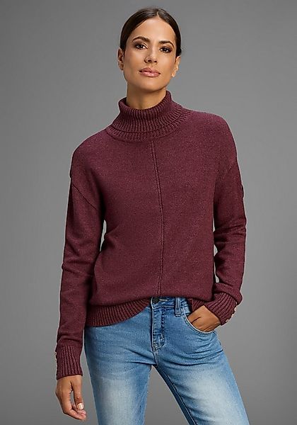 KangaROOS Rollkragenpullover mit Knopfdetail am Saum günstig online kaufen