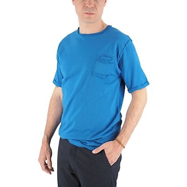 Devid Label  T-Shirts & Poloshirts Knigsblaues T-Shirt mit Flammen-Tasche günstig online kaufen