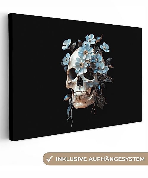 OneMillionCanvasses® Leinwandbild Totenkopf - Blau - günstig online kaufen