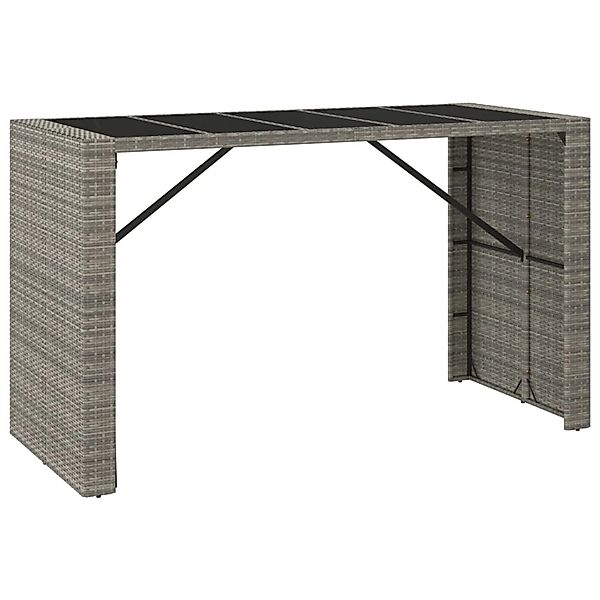 vidaXL Bartisch mit Glasplatte Grau 185x80x110 cm Poly Rattan 362601 günstig online kaufen