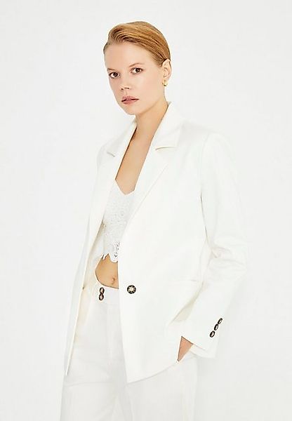 Just Like You  Blazer Weiße, schultergepolsterte, zweireihige Jacke mit Tas günstig online kaufen