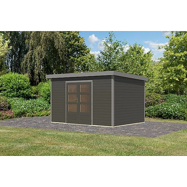 Karibu Gartenhaus Domingo 7 B Terragrau/Grau 219 x 360 x 240 cm günstig online kaufen