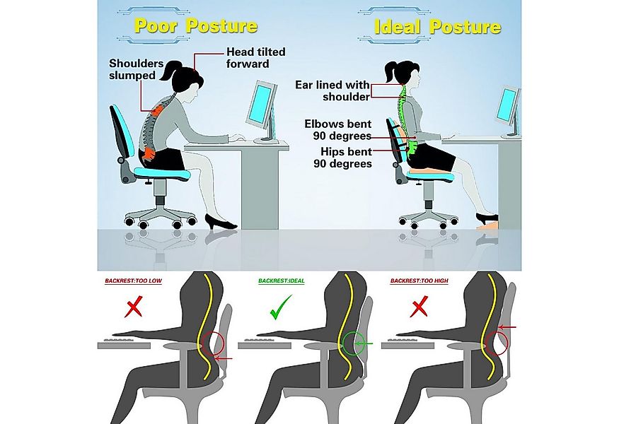 POPOLIC Rückenkissen Lendenkissen Rückenlehne, Memory Foam Rückenstützkisse günstig online kaufen
