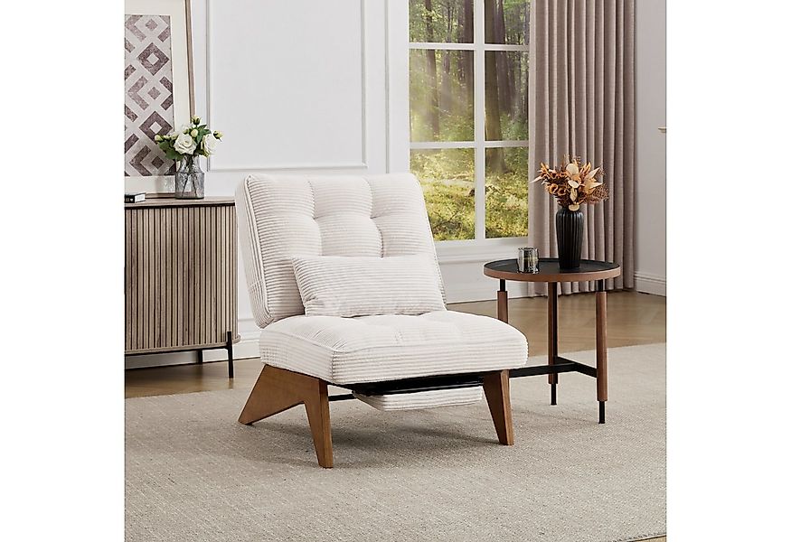 MODFU Loungesessel Relaxsessel aus Kord (Polsterstuhl mit Holzbeinen & Lend günstig online kaufen
