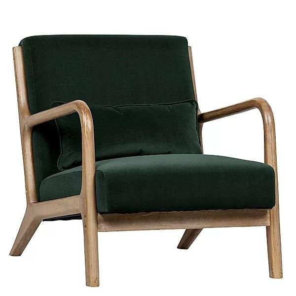 Wohnzimmer Sessel aus Samt und Massivholz Retrostil günstig online kaufen