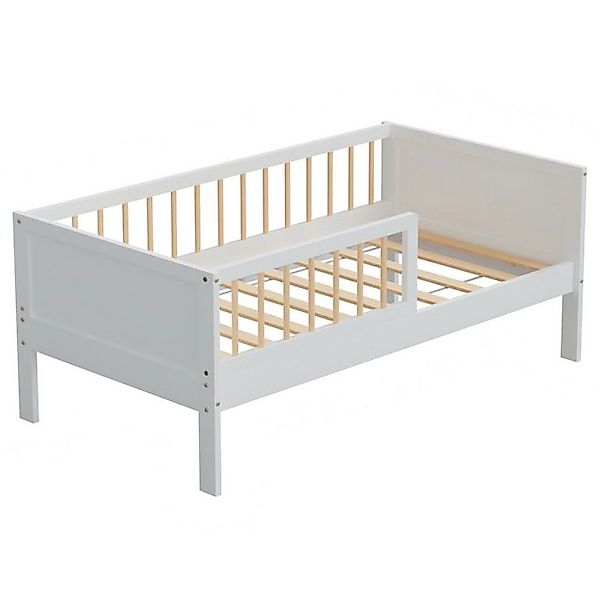 HAGO Kinderbett Kinderbett 140x70cm Natur/Weiß Holzbett Einzelbett Lattenro günstig online kaufen