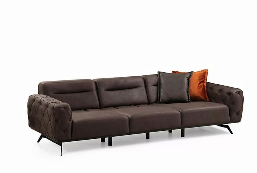 JVmoebel Sofa Komplette Viersitzer Sessel Couch Braun Polstersofa Stoffsofa günstig online kaufen