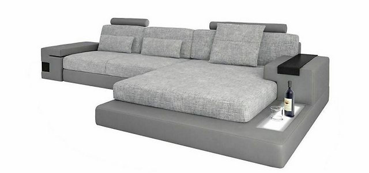 JVmoebel Ecksofa Leder L-Form Style Couch Polstermöbel Wohnzimmer Grau, Mad günstig online kaufen
