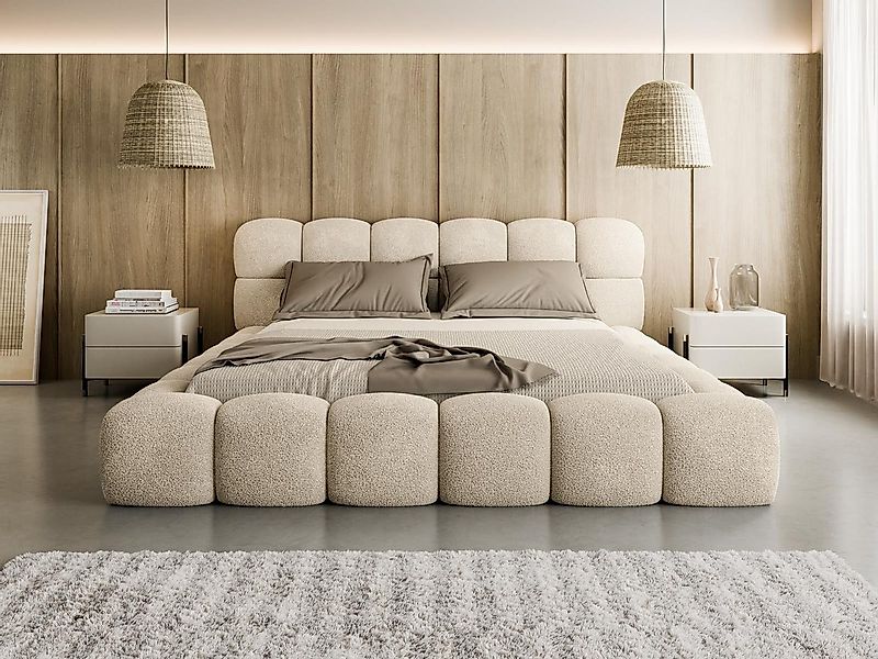 Compleo Polsterbett BUBBLE boucle Designerbett 140/160/180x200 BIZU, Wolken günstig online kaufen