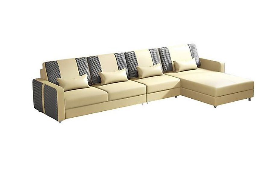 Xlmoebel Ecksofa Neues luxuriöses Ecksofa in L-Form aus beige-farbenem Lede günstig online kaufen