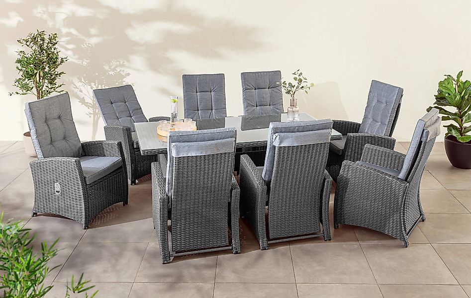 KONIFERA Garten-Essgruppe ""New Paris"", (Set, 25 tlg., 8 Sessel, Rückenleh günstig online kaufen