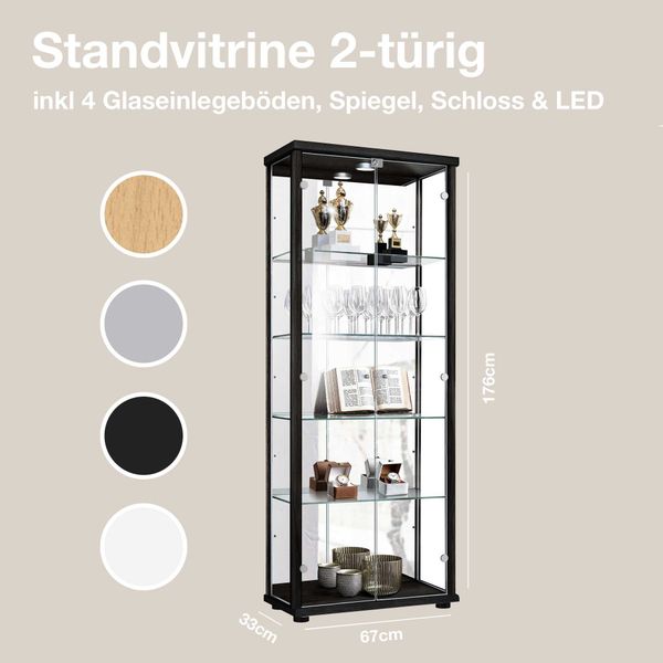 K-Möbel Glasvitrine C1084 (Glasvitrine (176x67x33 cm) günstig online kaufen