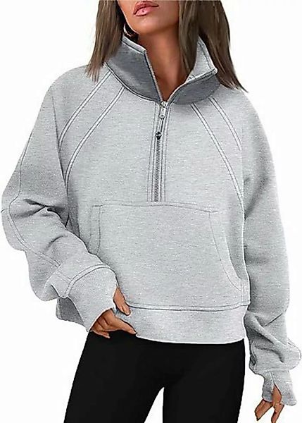 FIDDY Winterjacke Damen Pullover Sweatshirt Kasack Sweatjacke mit Fleece-In günstig online kaufen