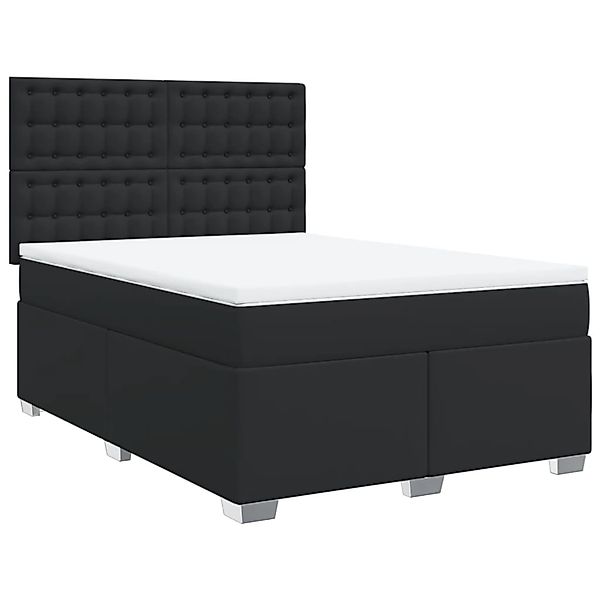 vidaXL Boxspringbett mit Matratze Schwarz 160x200 cm Kunstleder2107894 günstig online kaufen