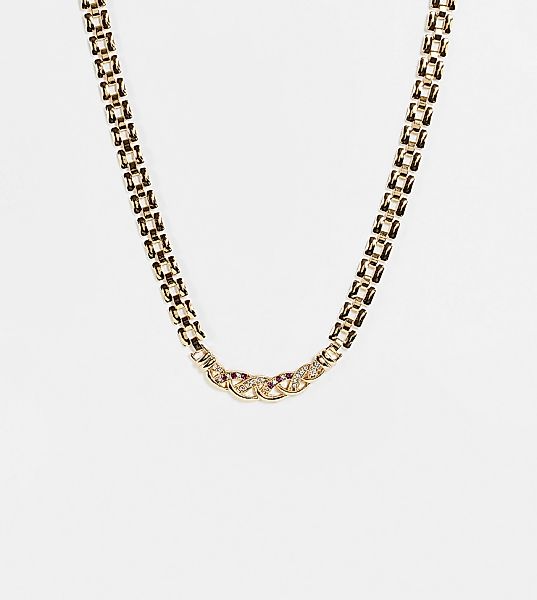 Reclaimed Vintage Inspired – Halskette in Gold mit hübscher Schmucksteinver günstig online kaufen
