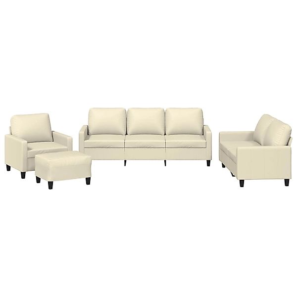 vidaXL 4-Tlg Sofagarnitur mit Kissen Creme Kunstleder 3201404 günstig online kaufen