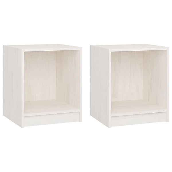 vidaXL Nachttische 2 Stk Weiß 35,5x33,5x41,5 cm Massivholz Kiefer günstig online kaufen