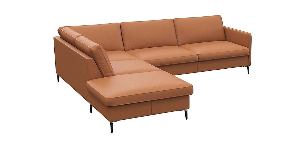 FLEXLUX Ecksofa »Fiore, L-Form«, schmale Armlehnen, Kaltschaum, Füße Alu+sc günstig online kaufen