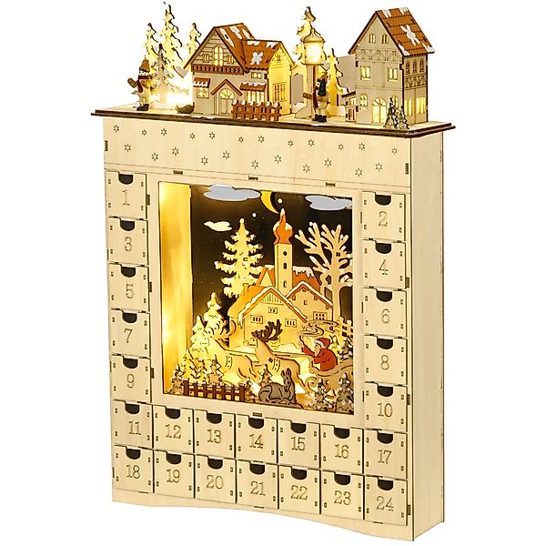 HOMCOM Adventskalender zum Befüllen 24 Schubladen Fächer Weihnachtskalender günstig online kaufen