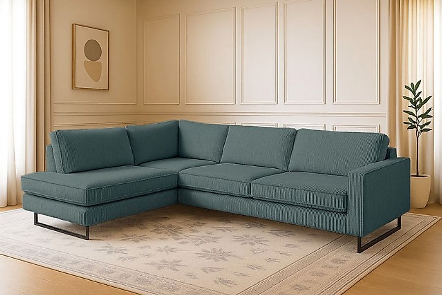 Home affaire Ecksofa »Pinto, 290 cm, Cord, Chenille, Lederoptik, Ottomane l günstig online kaufen