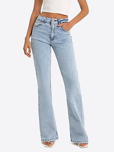 Imily Bela High-waist-Jeans Damen Flared Bootcut Denim Slim (Packung, 1-tlg günstig online kaufen