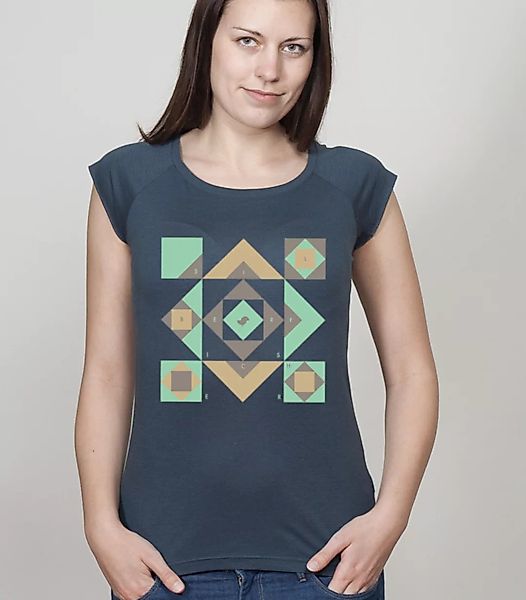 Shirt Bamboo Raglan Shirt Women Denim Blue "Squared" günstig online kaufen