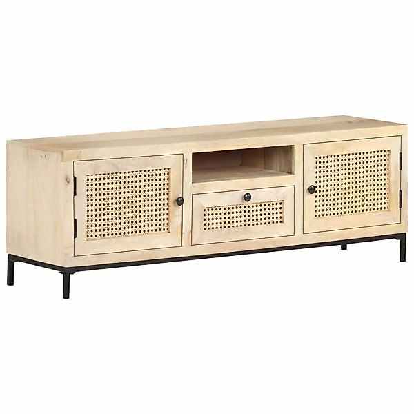 Tv-schrank 120x30x40 Cm Mango Massivholz Und Rohrgeflecht günstig online kaufen