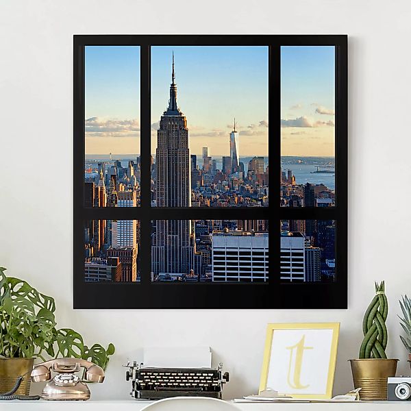 Leinwandbild New York - Quadrat New York Fensterblick auf Empire State Buil günstig online kaufen