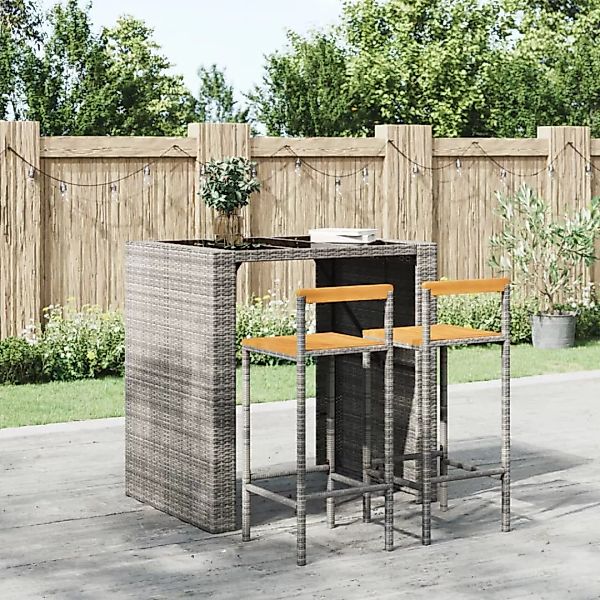 Vidaxl Barhocker 2 Stk. Grau Poly Rattan Und Massivholz Akazie günstig online kaufen