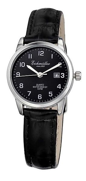 Eichmüller Quarzuhr Damenuhr schwarzes Zifferblatt, Lederarmband, 28 mm, el günstig online kaufen