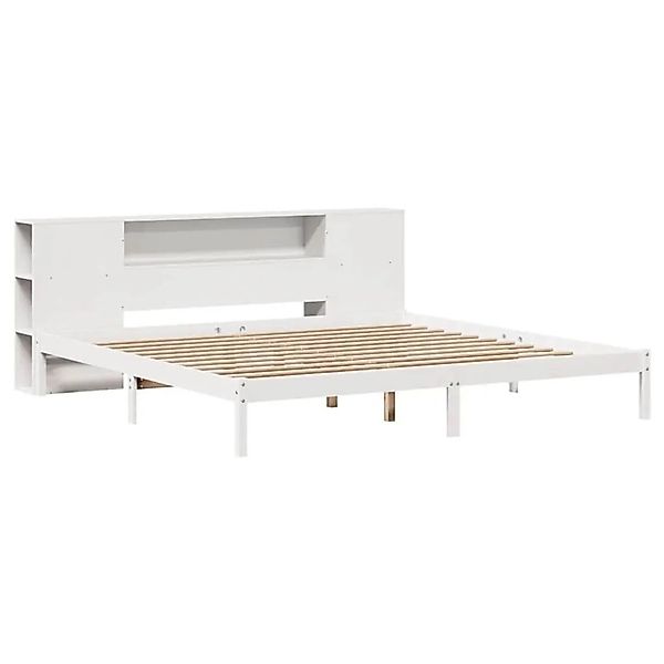 vidaXL Massivholzbett mit Regal ohne Matratze Weiß 200x200 cm Kiefer 332154 günstig online kaufen
