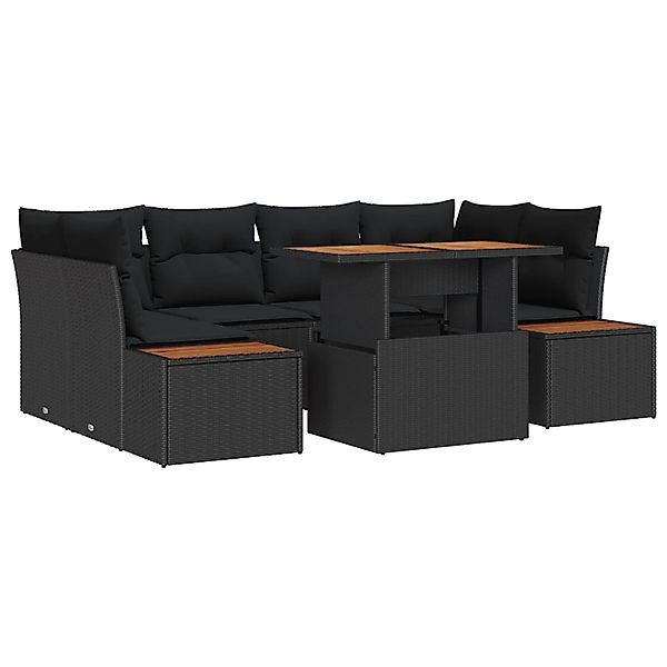 vidaXL Garten-Sofa-Set mit Speicher 7-Tlg Schwarz Poly Rattan 3358772 günstig online kaufen