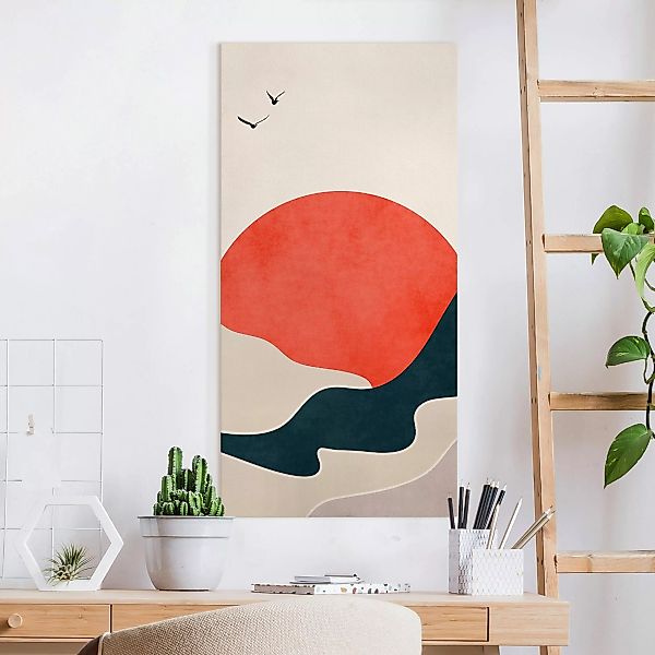 Leinwandbild Berge in rotem Sonnenuntergang günstig online kaufen