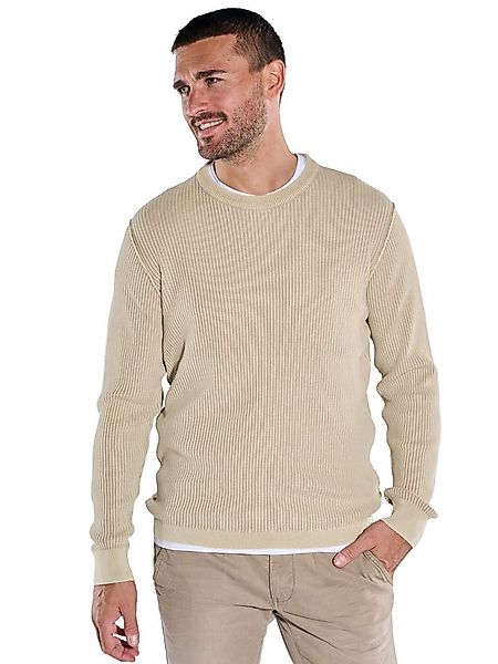 emilio adani Rundhalspullover Herren Pullover strukturiert, Beige günstig online kaufen