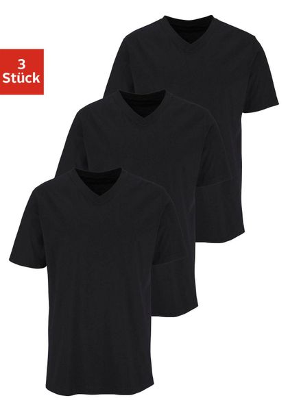 H.I.S T-Shirt Packung, 3 Stk. tlg. mit V-Ausschnitt aus Baumwolle, Unterhem günstig online kaufen