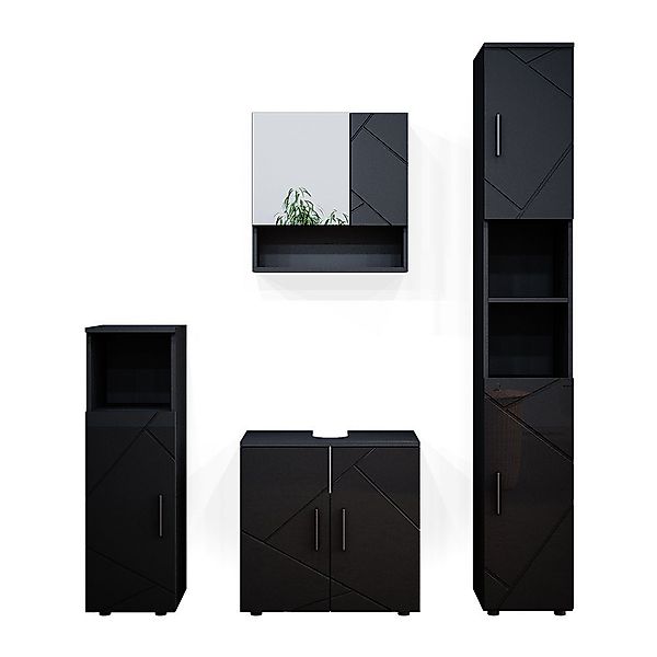 Vicco Badmöbel-Set Irma, Anthrazit Hochglanz, 4 Teile, mit Hochschrank, (4- günstig online kaufen